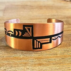 Vintage Handcrafted Wide Copper Southwestern Bracelet.